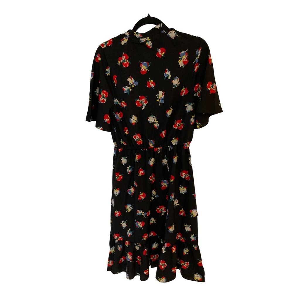 NWT LAUREN RALPH LAUREN FLORAL CREPE TIE-NECK DRESS POLO BLACK /RED Varies - Picture 8 of 9